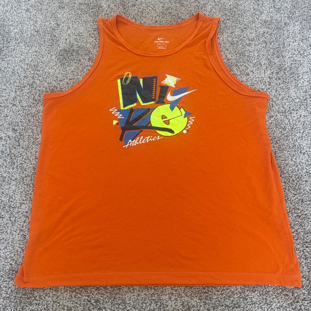 Nike Dri-FIT Tank Top Mens XL Orange 90s Graphic Shirt Retro Neon Fresh Prince
